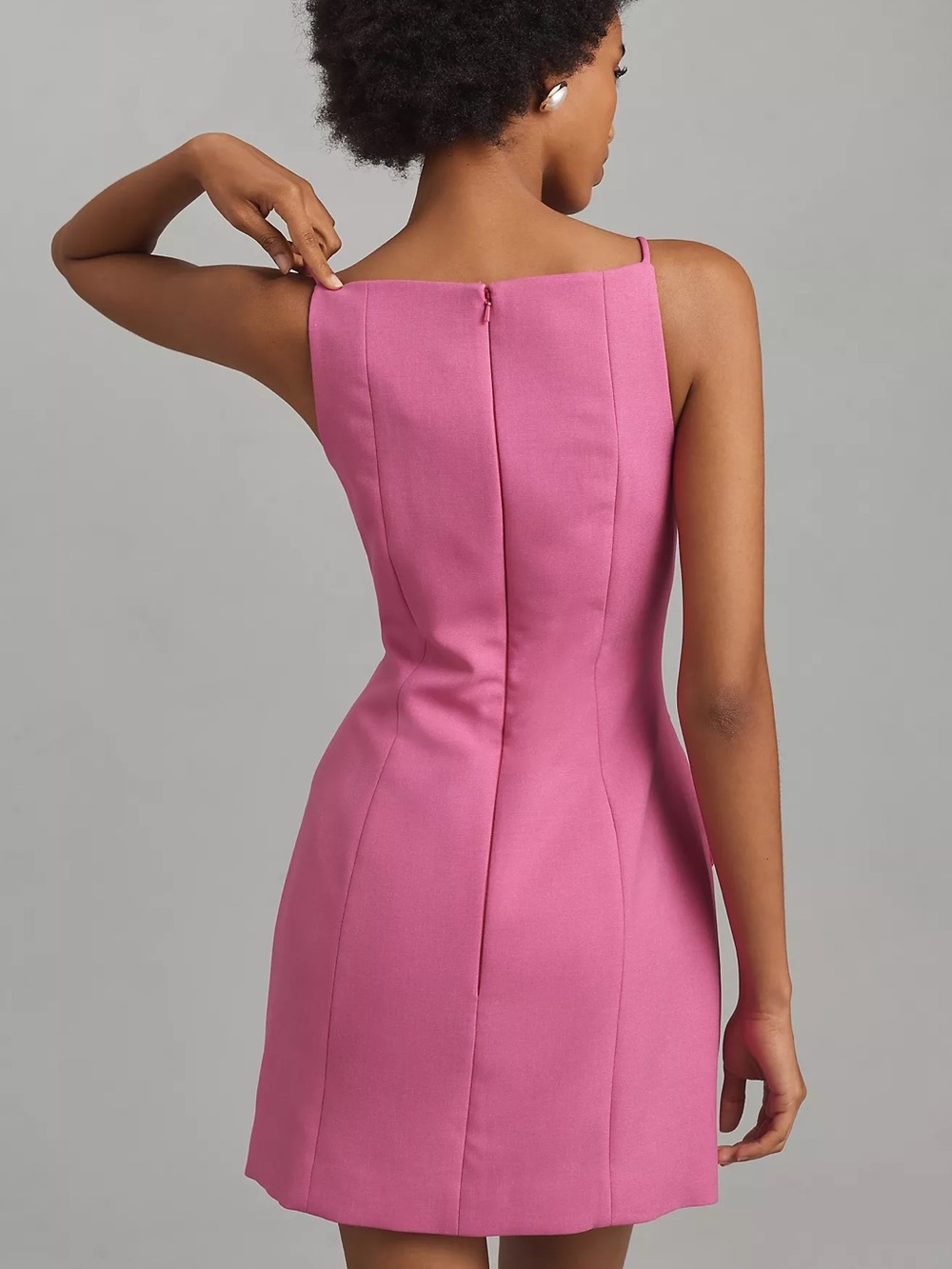 NWT Anthropologie Maeve Square-Neck Button-Front Mini Dress Pink M Medium - Picture 3 of 4